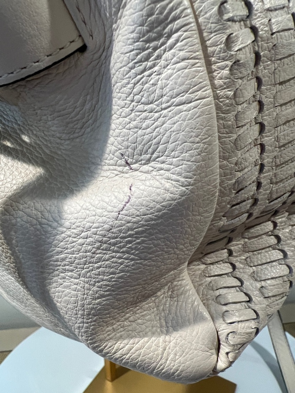 Elliott Lucca Cream Woven-Texture Satchel Crossbody Bag - Picture 13 of 17